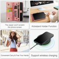thumbnail image 4 of K-Lion for iPhone 15 Pro Max Wallet Case ,Luxury Magnetic PU Leather Zipper Purse 2 in 1 Design Shockproof Flip Case Card Slot Kickstand Phone Cover with Lanyard for Women Men ,pink, 4 of 7