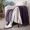 thumbnail image 3 of Bare Home Plush Sherpa Bed Blanket - Fluffy & Soft - Reversible - Lightweight - King, Eggplant, 3 of 10