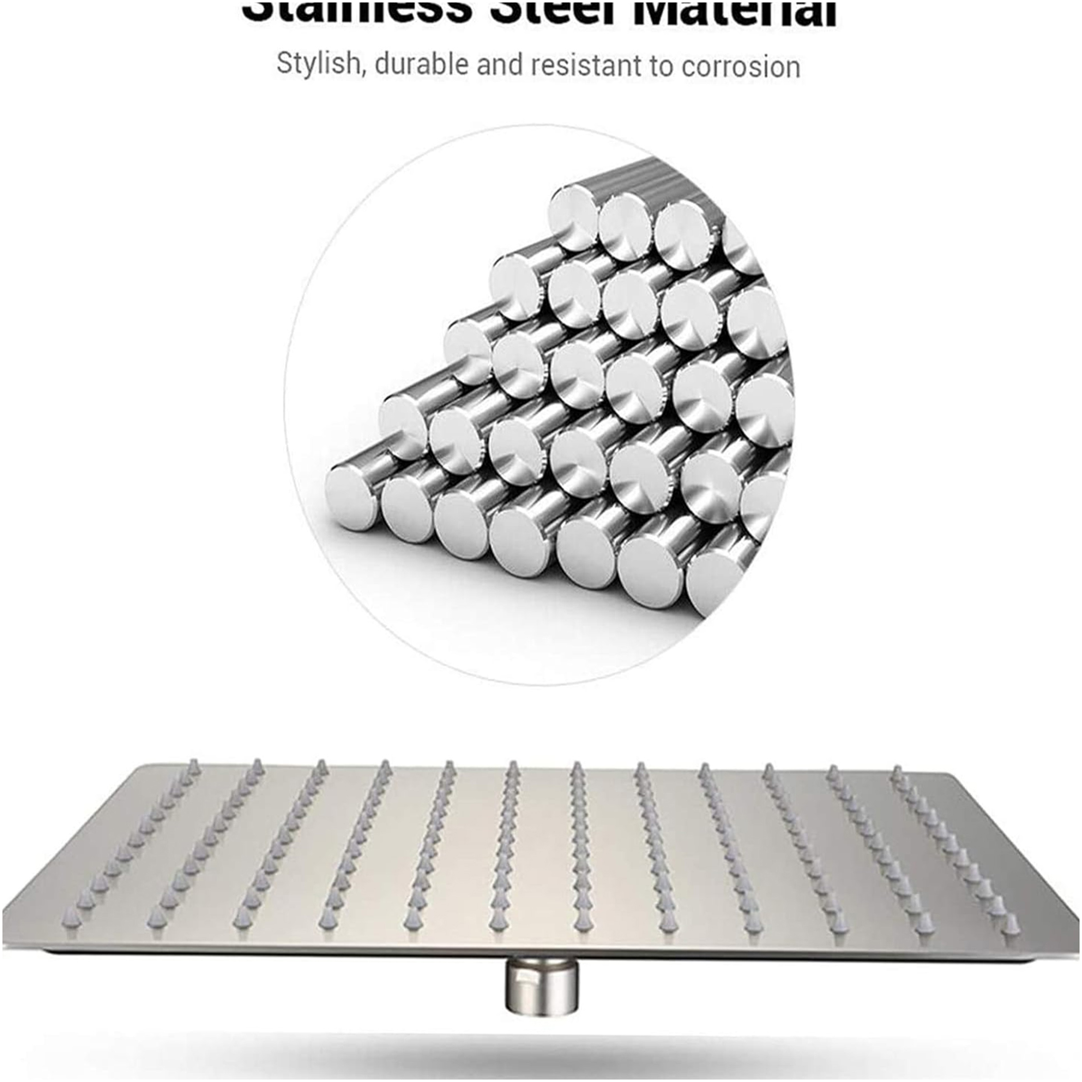 JERFIT 12 Inch Square Rain Shower Head, Brushed Nickel 304 Stainless Steel, High Pressure Rainfall Showerhead for Luxurious Spa Experience