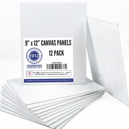 Horizon group USA 9x12 canvas Panel Boards Value Pack of 12, Primed ...