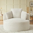 thumbnail image 4 of MAYEERTY Compressible Corduroy Round Lounge Sofa, Modern Couch with Spring Cushion for Apartment, 49*45*35"White, 4 of 8