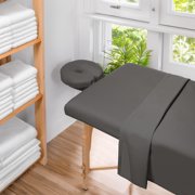 Saloniture 3-Piece Microfiber Massage Table Sheet Set - Premium Facial Bed Cover - Includes Flat and Fitted Sheets with Face Cradle Cover - Gray