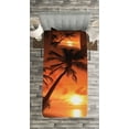 thumbnail image 3 of Ambesonne Tropical Quilted Bedspread Set 2 Pcs, Twilight Coconut Palms, Twin Size, Coral Orange Brown, 3 of 3
