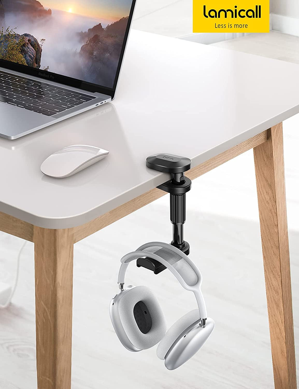 Lamicall Headphone Stand, Headset Hanger - Adjustable & 360 Degree Rotating Gaming Earphones Hook - Black
