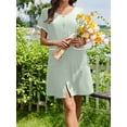 thumbnail image 5 of Avidlove Nightgowns for Women Button Down Bamboo Viscose Nightshirts Short Sleeve Sleepshirt Crew Neck House Dress with Pockets Sleepwear, 5 of 7
