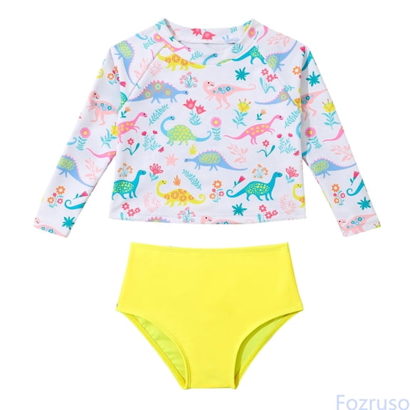 Fozruso Toddler Summer Girls Long Sleeved Swimsuit Two Piece Baby Swimsuit Children'S Swimsuit Suit Girls Separate Swimsuit 2 Piece Bikini Swimsuit Sizes 9-12 Months