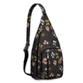 thumbnail image 1 of Tropical Flower Sling Backpack - Exotic Leaves & Blossom Pattern, Fashion Forward Crossbody Bag, 1 of 4