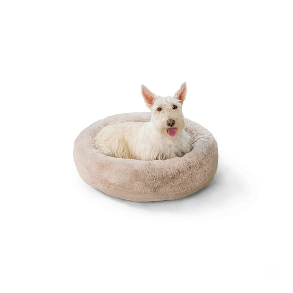 Best Friends by Sheri SnuggleSoft Faux Fur Calming Donut Bed for Dogs, Brown, Small, 23x23