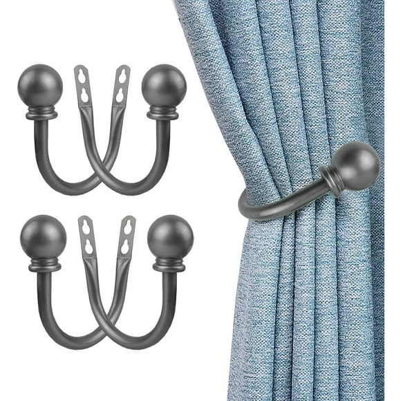shiyou-Curtain Holdbacks, 4pcs Pewter Metal Curtain Tiebacks with Screws and Anchors for Drapes and Curtains