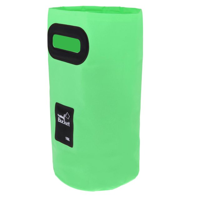 Cubo de almacenamiento plegable para acampar de 15 l, barril para exteriores con asa de transporte Verde Zulema Cubo plegable plegable