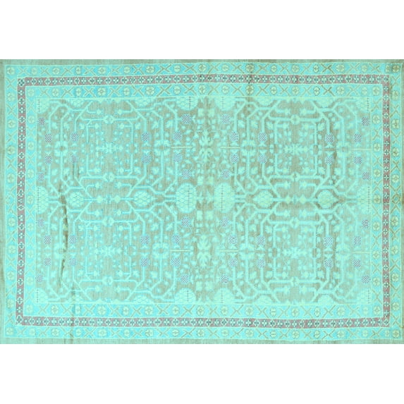 Ahgly Company Indoor Rectangle Persian Light Blue Traditional Area Rugs, 5' x 8'