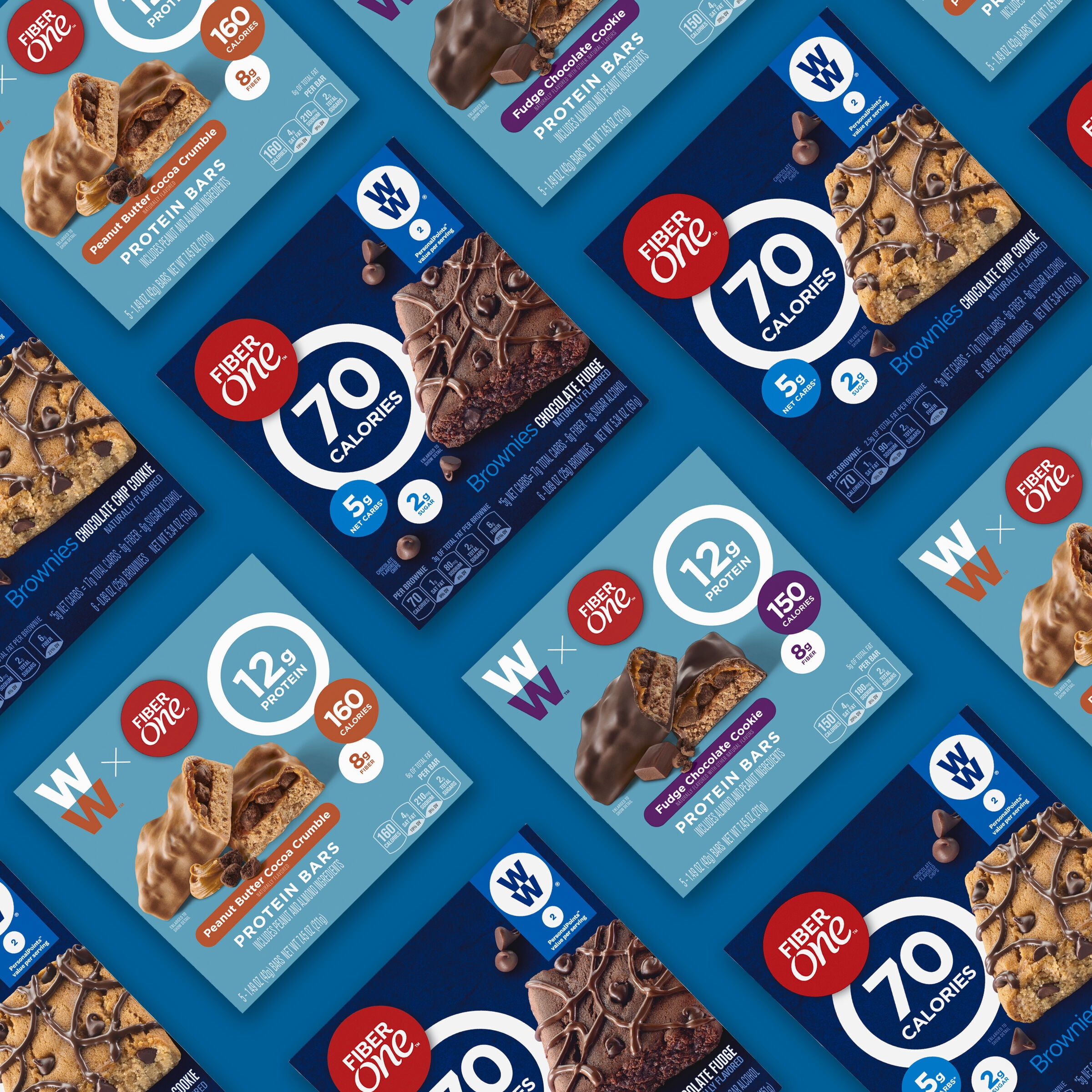 (2 pack) Fiber One Weight Watchers Chewy Protein Bars, Fudge Chocolate Cookie, 5 ct