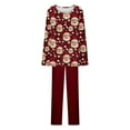 thumbnail image 5 of Hueook Christmas Pajamas for Women Women Fashionable Christmas Printed Round Neck Button Up Long Sleeved Pants Pajama Set Red 3X, 5 of 5