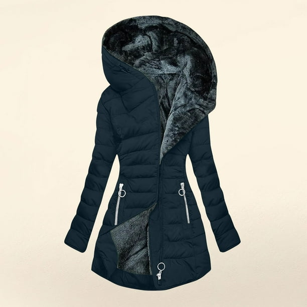 Chaquetas y abrigos casuales con capucha de manga larga para mujer Chaqueta acolchada de moda con capucha de manga larga de color sólido para mujer Parte superior de poliéster para mujer