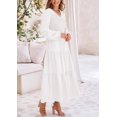 thumbnail image 3 of Vestido midi PRETTYGARDEN para mujer, casual, fruncido, blanco, XL, 3 of 8