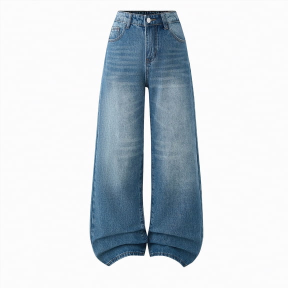 Hessimy Girls Jeans Pants Wide Leg/Flare/Skinny Denim Pant Ripped High Waist Elastic Band Casual with Pockets(Blue,12-13 Years)
