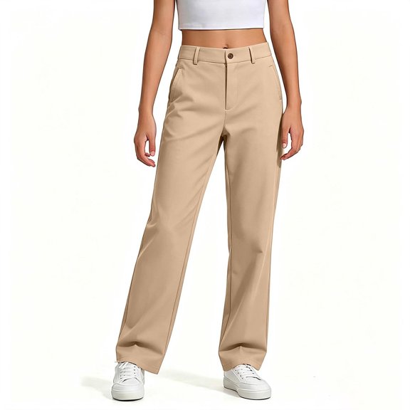 Angala Teen Girls School Uniform Pants Straight Leg With High Waisted Fall Casual Girls Baggy Trousers