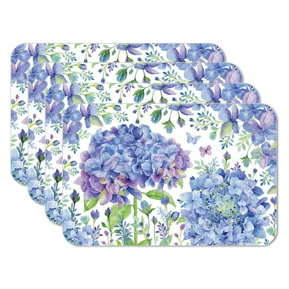 CounterArt "Beautiful Hydrangea" 4-Pack Reversible Flexible Plastic Tabletop Placemats