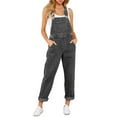 thumbnail image 3 of Womens Stretch Adjustable Denim Bib Overalls Jeans Pants Jumpsuits Medium Wash, Size S-2XL, 3 of 6