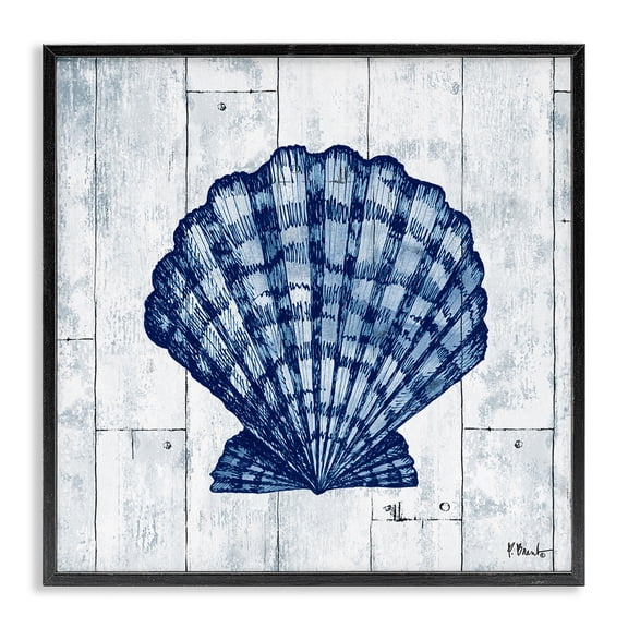 Stupell Industries Rustic Lodge Coastal Timberland Scallop Black Framed Giclee Art, 12 x 12, by Paul Brent