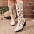 thumbnail image 5 of Women's Knee High Boots Back Zipper Cut-Out Chunky Heel Fall Fashion Tall Boots, 5 of 7