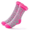 Kids Soft Extra Thick Winter Slipper Socks with Non-Slip Grip Pink Umbrella