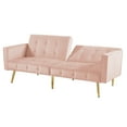 thumbnail image 4 of [Two Day Delivery] Velvet button tufted sofa bed with armrest, 4 of 7