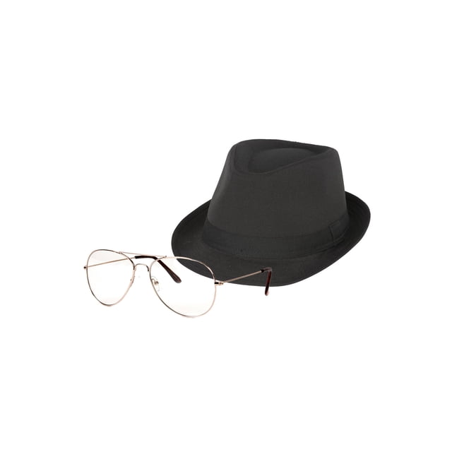 Verres Aviateur Dorés + Fedora Noir