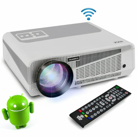PYLE PRJAND615 - HD Hi-Res Smart Projector with Built-in Dual Core Android CPU, High Speed Wi-Fi Wireless Internet, 1080p & Blu Ray Disc Support, Projection Size up to 120’’