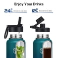 thumbnail image 2 of GEDUX 32oz Insulated Stainless Steel Water Bottle with 2 Leak Proof Lids(Spout Lid and Straw Lid) Wide Mouth Powder-Coated Water Bottle for Sports and Travel, Green Gradient, 2 of 6
