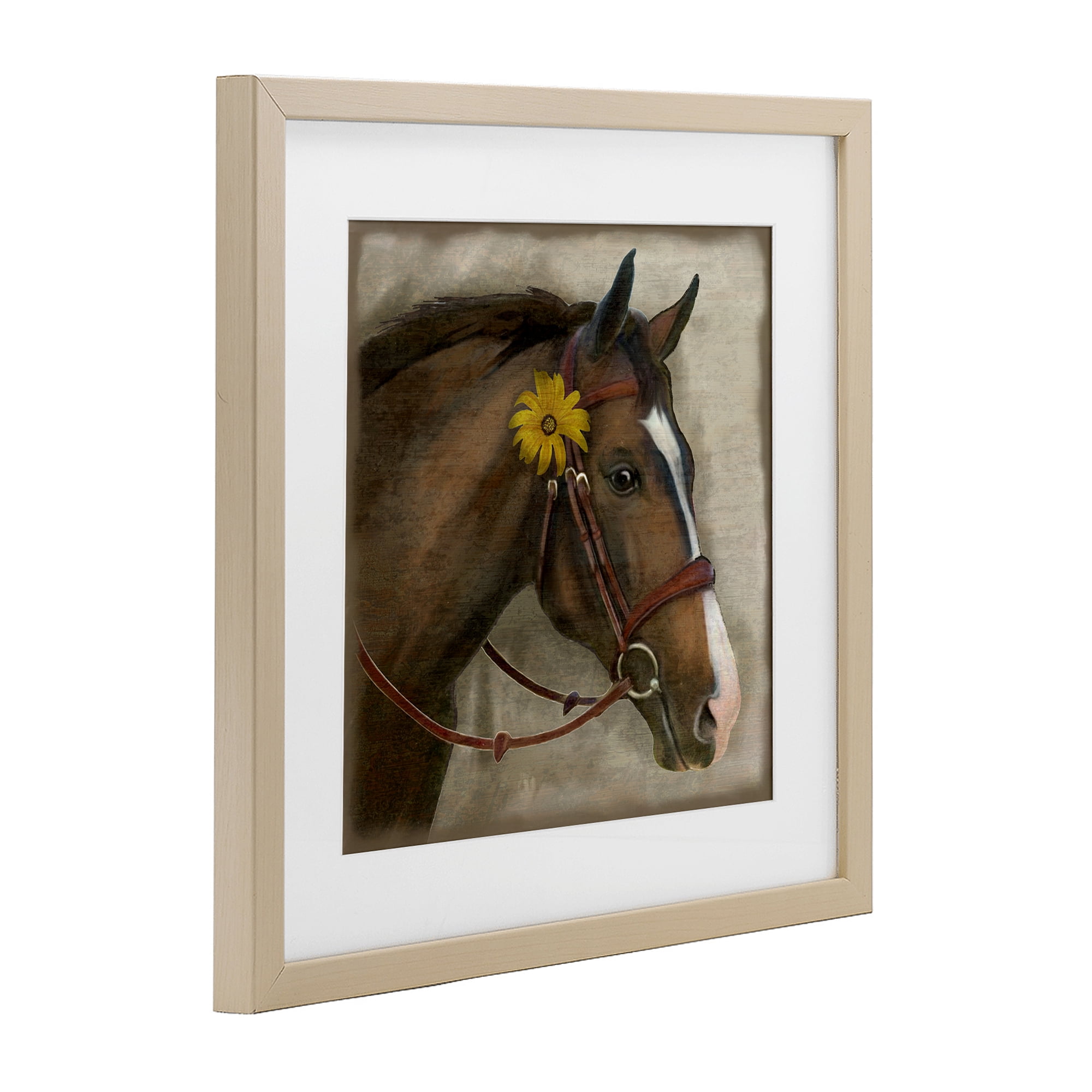 Stupell Industries Barnyard Horse with Daisy Birch Framed Print Under Glass, design by Suzanne Nicoll