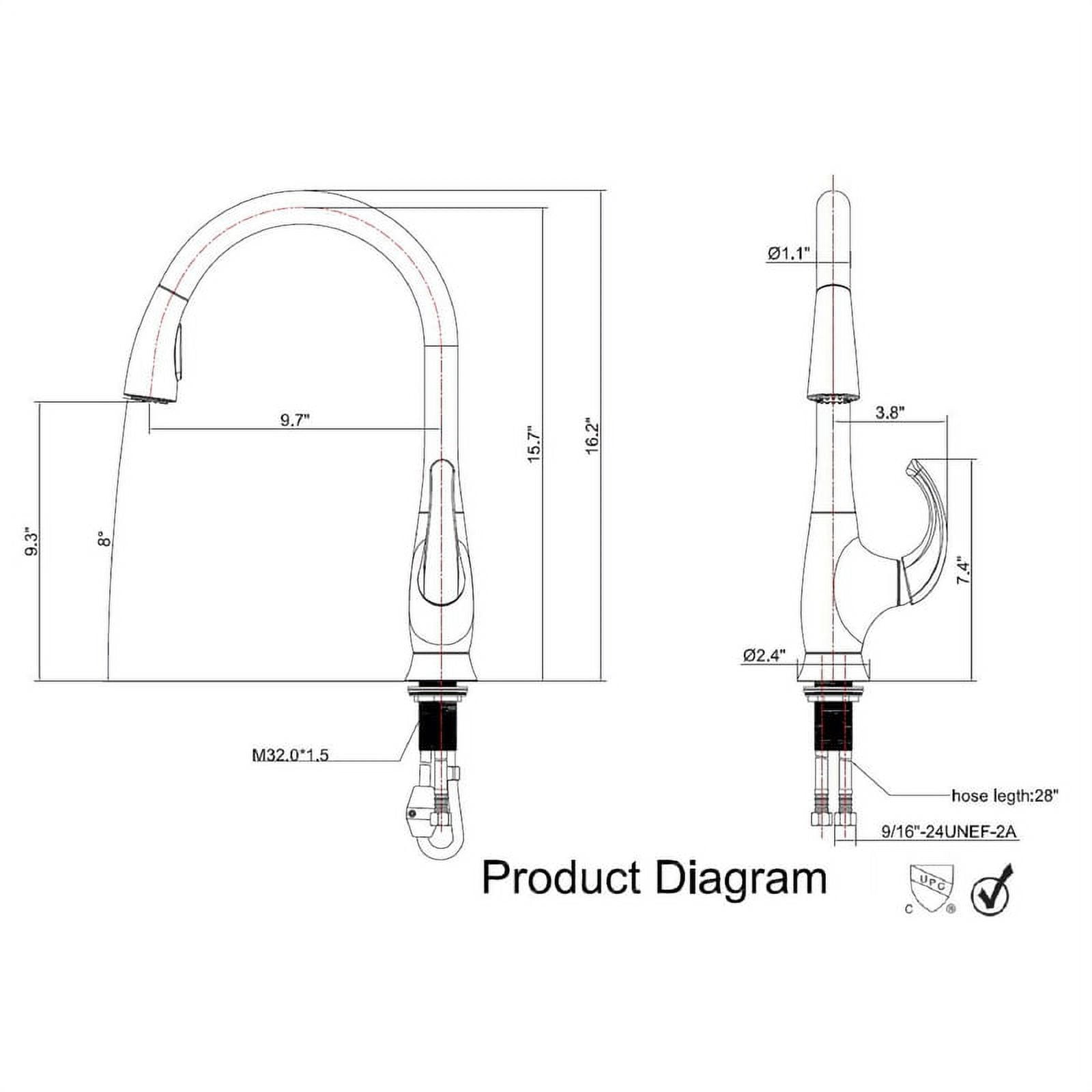 KITCHEN FAUCET PD CHRM (Pack of 1)