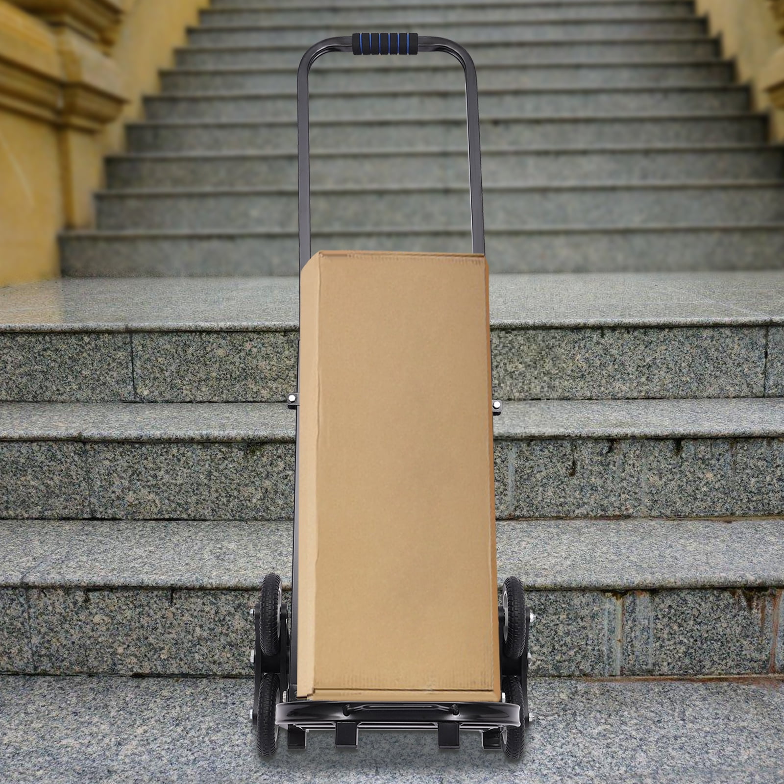 YIYIBYUS Stair Climbing Cart, Portable Folding Trolley with 8 Wheels, Stair Climber Hand Truck with Adjustable Handle for Pulling, Heavy Duty Dolly Cart for Stairs Black