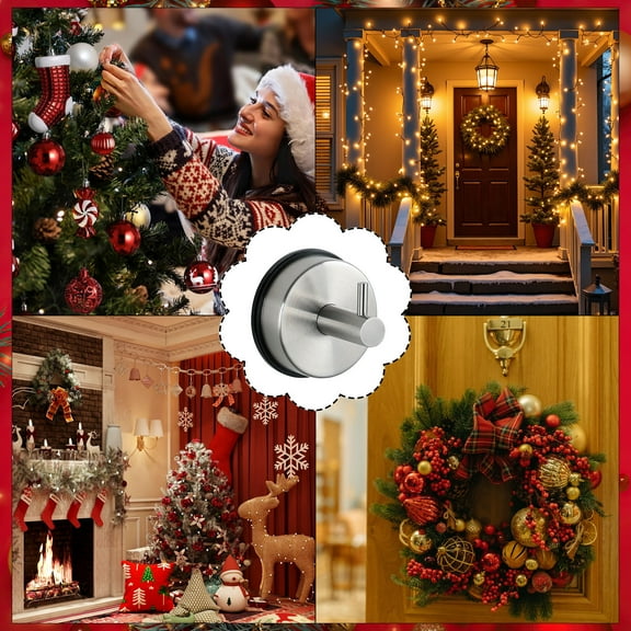 Iumwxz Heavy Duty Suction Cup Hooks 2-Pack No Drill Wreath Hangers for Glass Doors Windows Mirrors Showers Towel Robe Bathroom Organization Christmas Decor