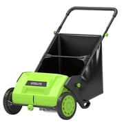 Steelite Push Lawn Sweeper,21-inch Leaf & Grass Collector, Leaf Sweeper for Lawn ,Heavy Duty Thickened Steel Durable to Use with Large 3.6 cu. ft. Mesh Collection Hopper Bag, 2 Spinning Brushes