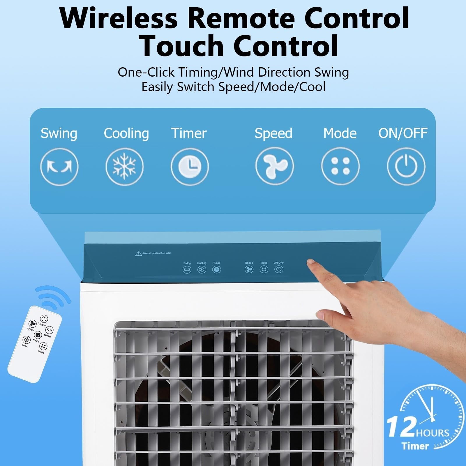 Garvee 3500CFM Portable Air Cooler, 15.8 Evaporative Swamp Cooler, 3-IN-1 Cooling Fan With 4 Ice Packs, 12H Timer, 120°Oscillation, 3 Modes & Wind Speeds,Humidifying Oscillating Fan for Indoor or Ou