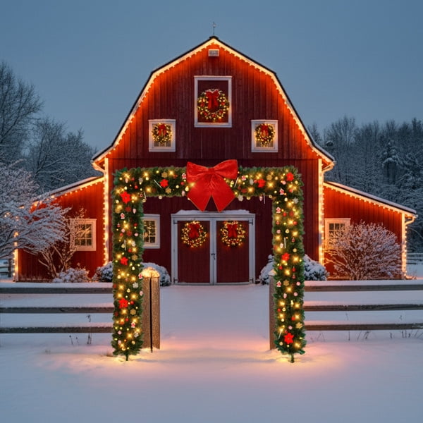 7.9FT Christmas Artificial Tree Archway, 1650 PVC Branch Tips, 350 Warm White LED Lights for Patio, Living Room, Store Entrance