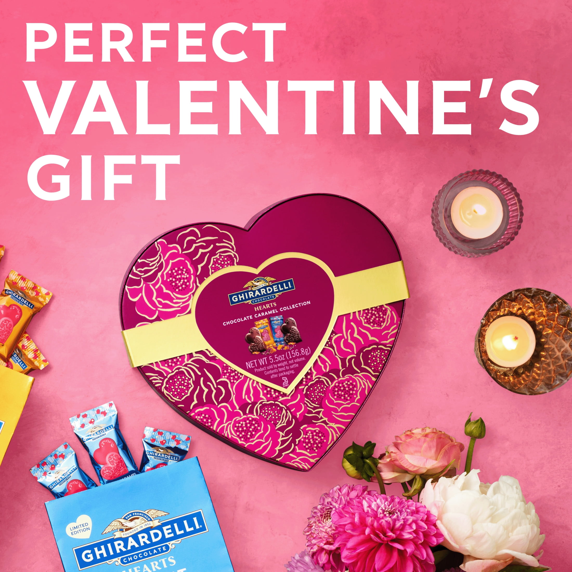 GHIRARDELLI Chocolate Caramel Hearts Collection Heart Shaped Box, 6.9 oz
