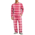 thumbnail image 2 of HAJWOH Men's Long Sleeve Plaid Pajama Set with Elastic Drawstring Waist Pants for Home Loungewear, 2 of 5