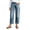 Blue-women denim capris, variant on Women's Casual Denim Capris - Cropped Jean Pants for Women Washed Summer Travel Vacation Distressed Ripped Straight Leg Denim Capri Trousers with Pockets Button Closure Blue L