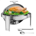 thumbnail image 1 of Bingirl Ensemble de Plats Anti-Frottement Ronds à Dessus Roulé en Acier Inoxydable 6 Qt – Serveur de Buffet de Qualité Commerciale, 1 of 7