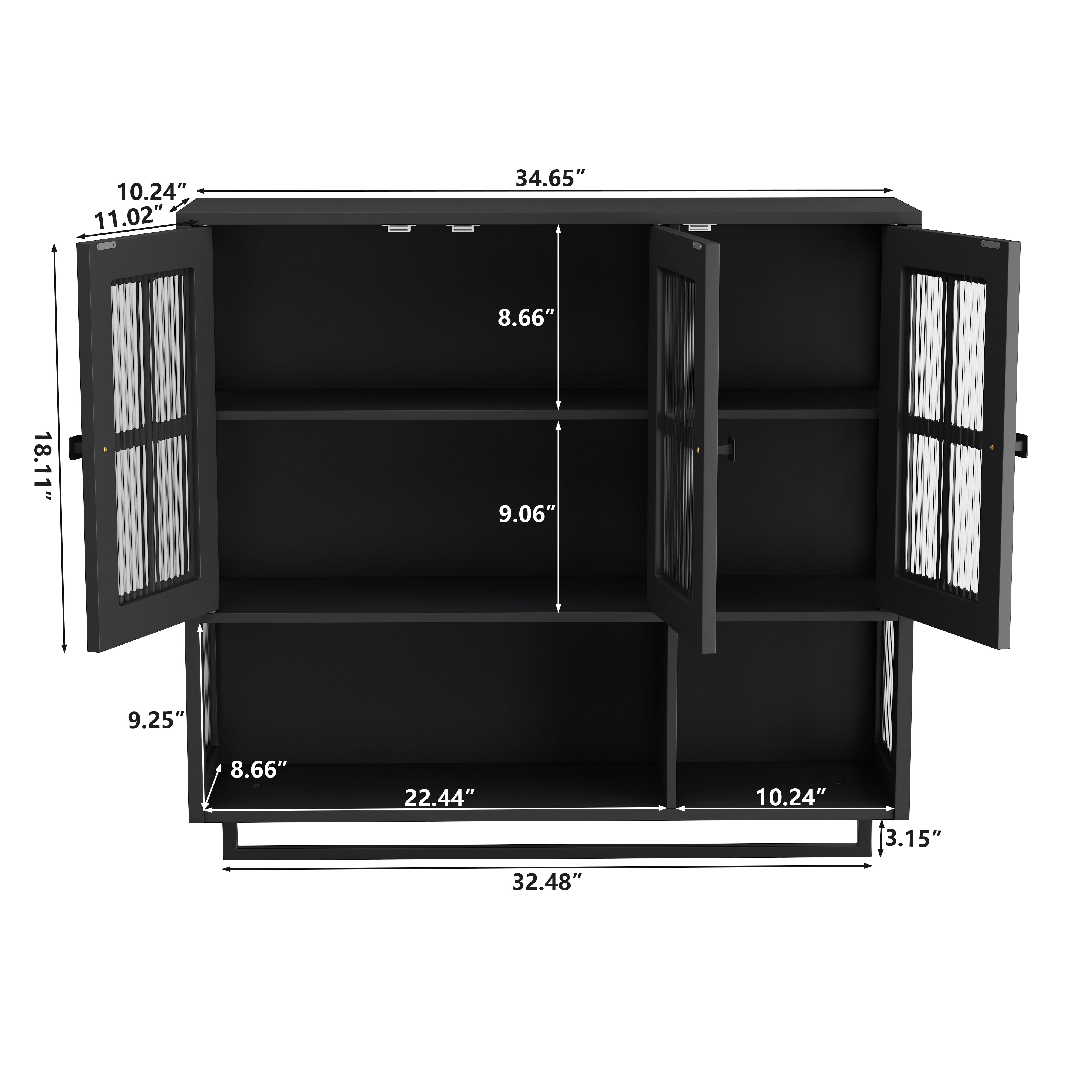 Bathroom Wall Cabinet, 3-Door Wooden Wall Cabinet with Open and Hidden Storage Space, Medicine Cabinet with Glass Door and Towel Bar for Entryway Living Room Bathroom Dining Room