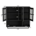 thumbnail image 2 of Bathroom Wall Cabinet, 3-Door Wooden Wall Cabinet with Open and Hidden Storage Space, Medicine Cabinet with Glass Door and Towel Bar for Entryway Living Room Bathroom Dining Room, 2 of 5