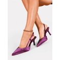 thumbnail image 5 of On feet& in love Women's Pointed Toe Slingback Satin Heels - Purple Dress Pumps for Evening Party & Wedding - Size 5.5, 5 of 7