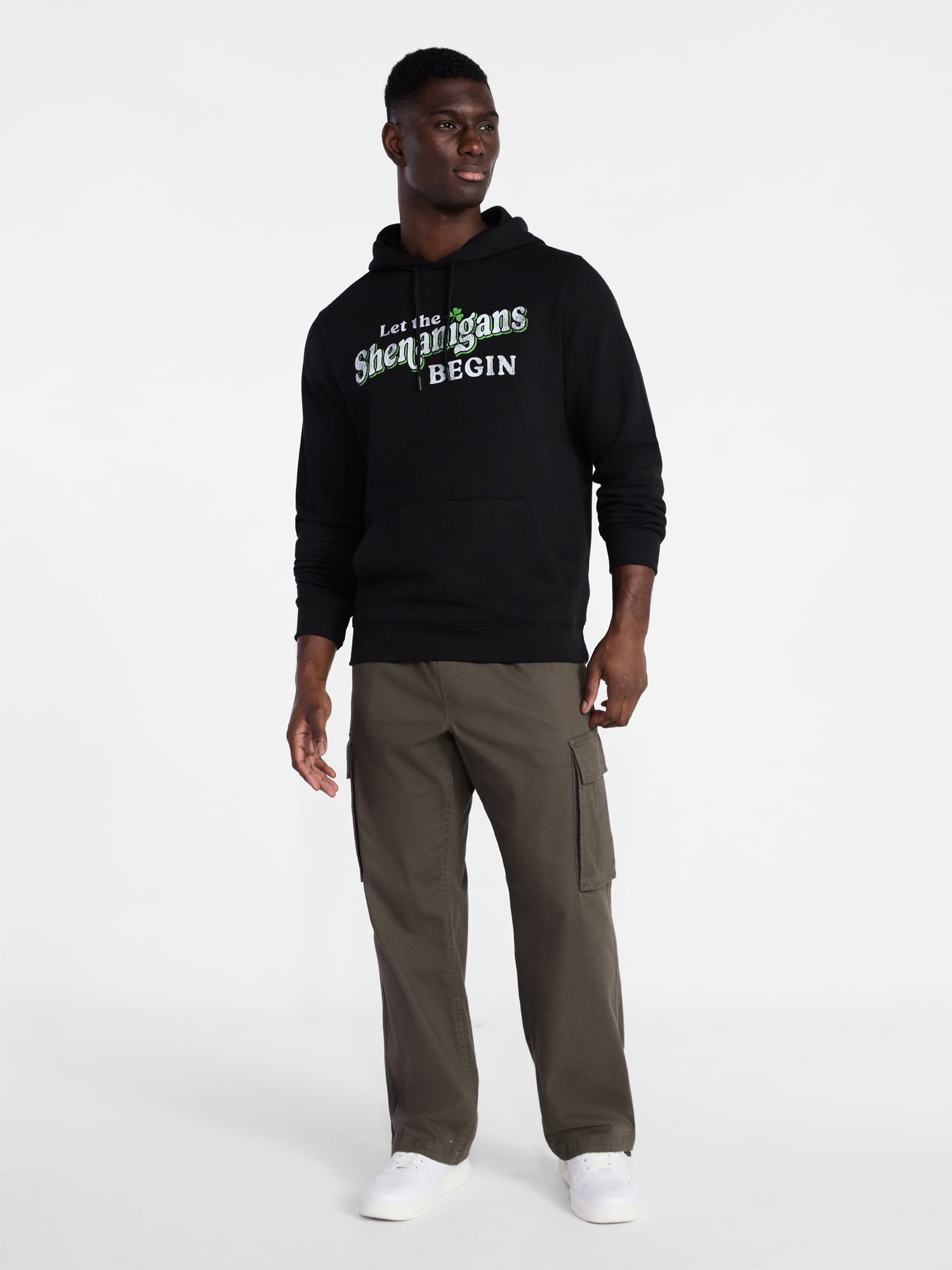 Saint Patrick's Day Men's Shenanigans Graphic Fleece Hoodie from Way to Celebrate, Sizes S-3XL