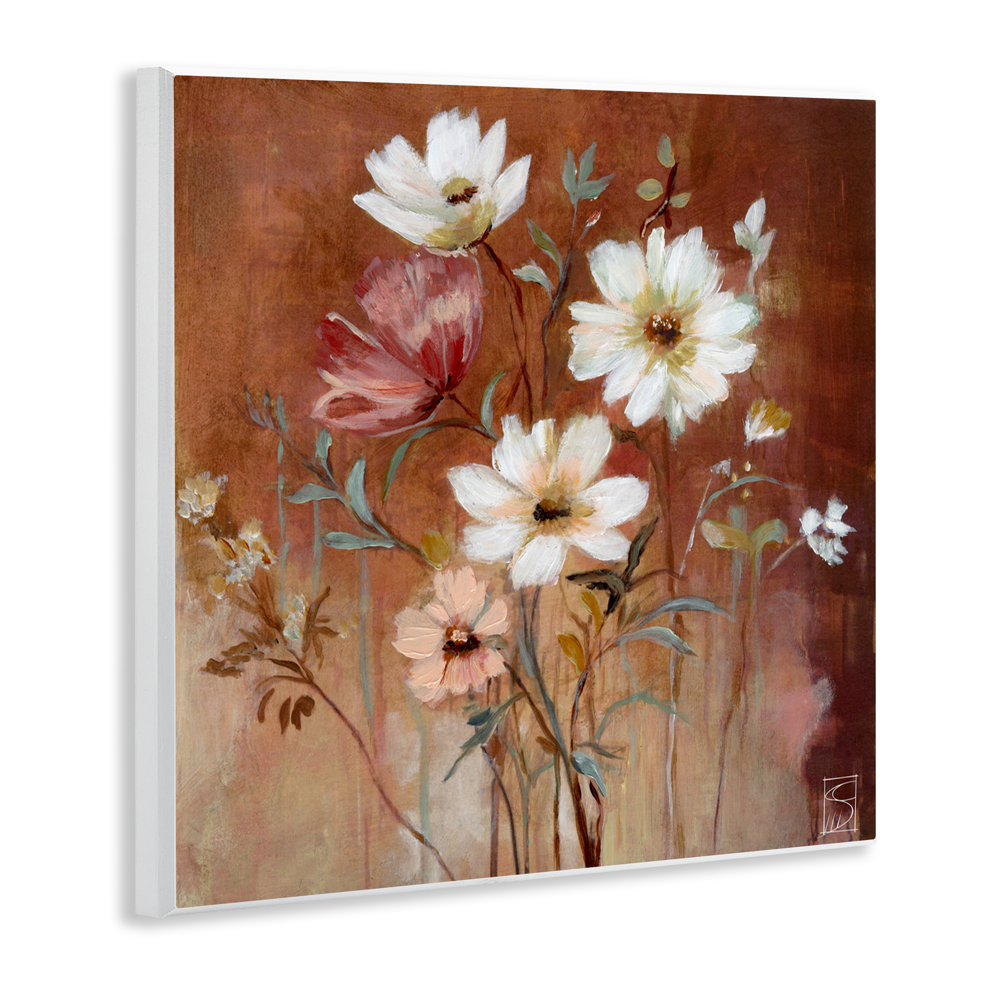 Mocha Flowers Collection Wall Plaque Art, design by Sara Culpepper