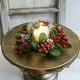 thumbnail image 5 of Corona navideña de frutos rojos | Portavelas de aromaterapia con forma de anillo y guirnalda floral | Anillo de flores de plástico de 22 cm para velas cilíndricas, centro de mesa o decoración., 5 of 7