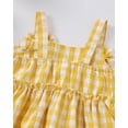 thumbnail image 5 of KIMI BEAR 6 Months Newborn Baby Girl Summer Outfit Set 12 Months Ruffle Sleeveless Off the Shoulder Plaid Top Shorts 2pcs Clothing Yellow, 5 of 9