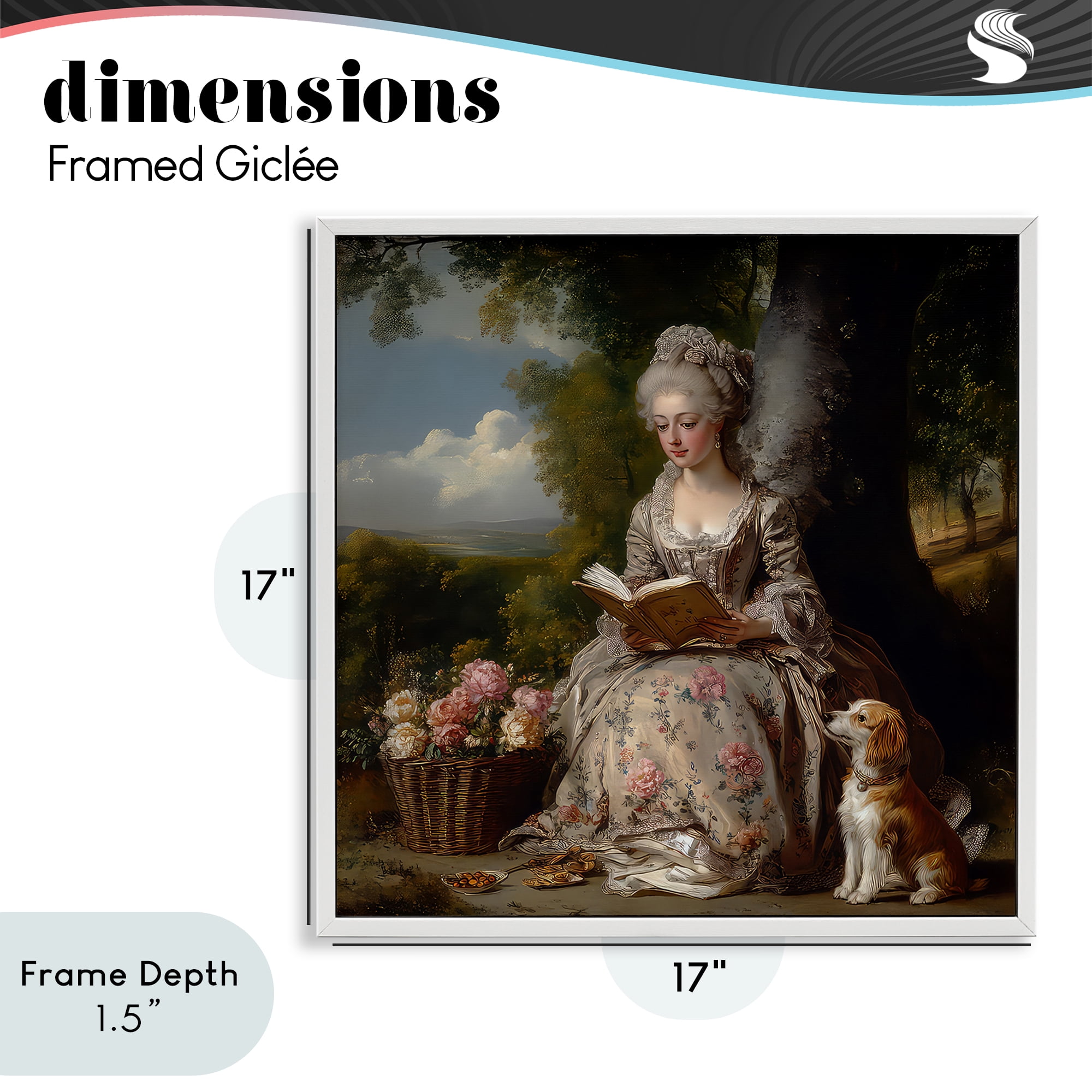 Stupell Industries Rococo Lady with Dog White Framed Giclee Art, design by The Wands Want