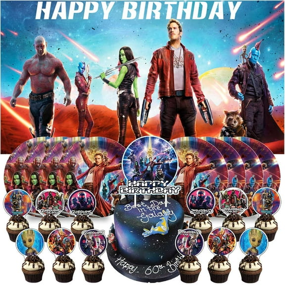 Guardians of the Galaxy Birthday Paper Plates Supplies Decorations Decor Backdrop Banner Cake Topper Background